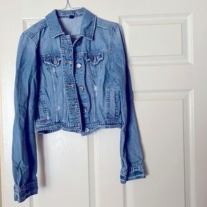 American Eagle Outfitter’s denim jean cropped jacket size Medium